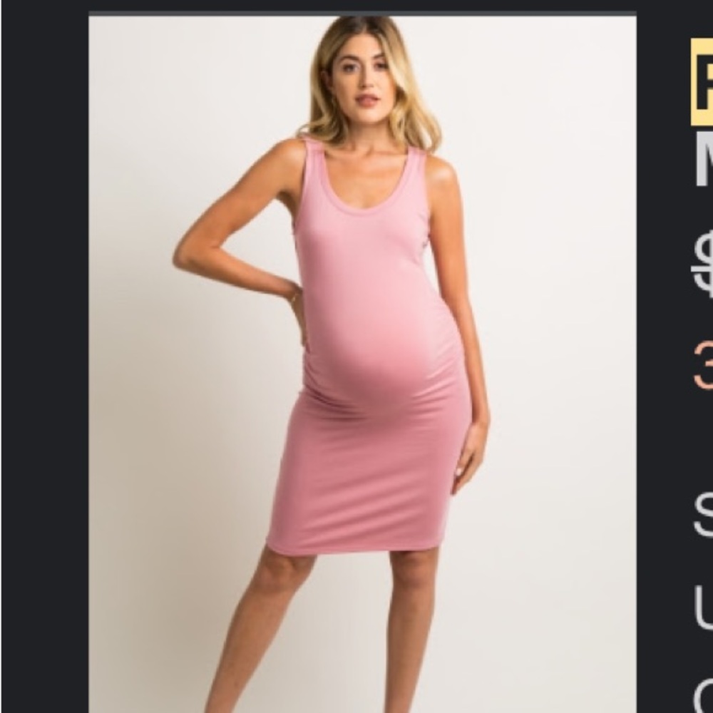 Pink maternity dress.